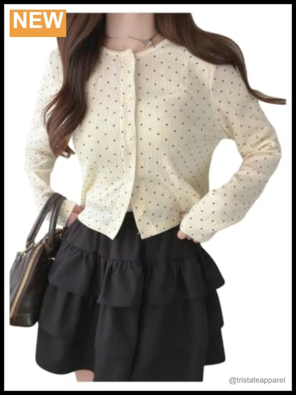 Women's Polka Dot Long Sleeve Button Down Textured Casual Fall Top